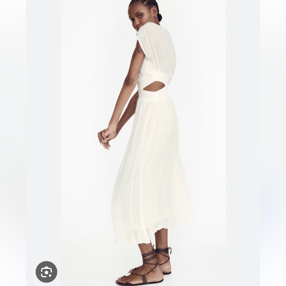 ZARA CUT OUT PLEATED MIDI DRESS - Picture 2 of 8